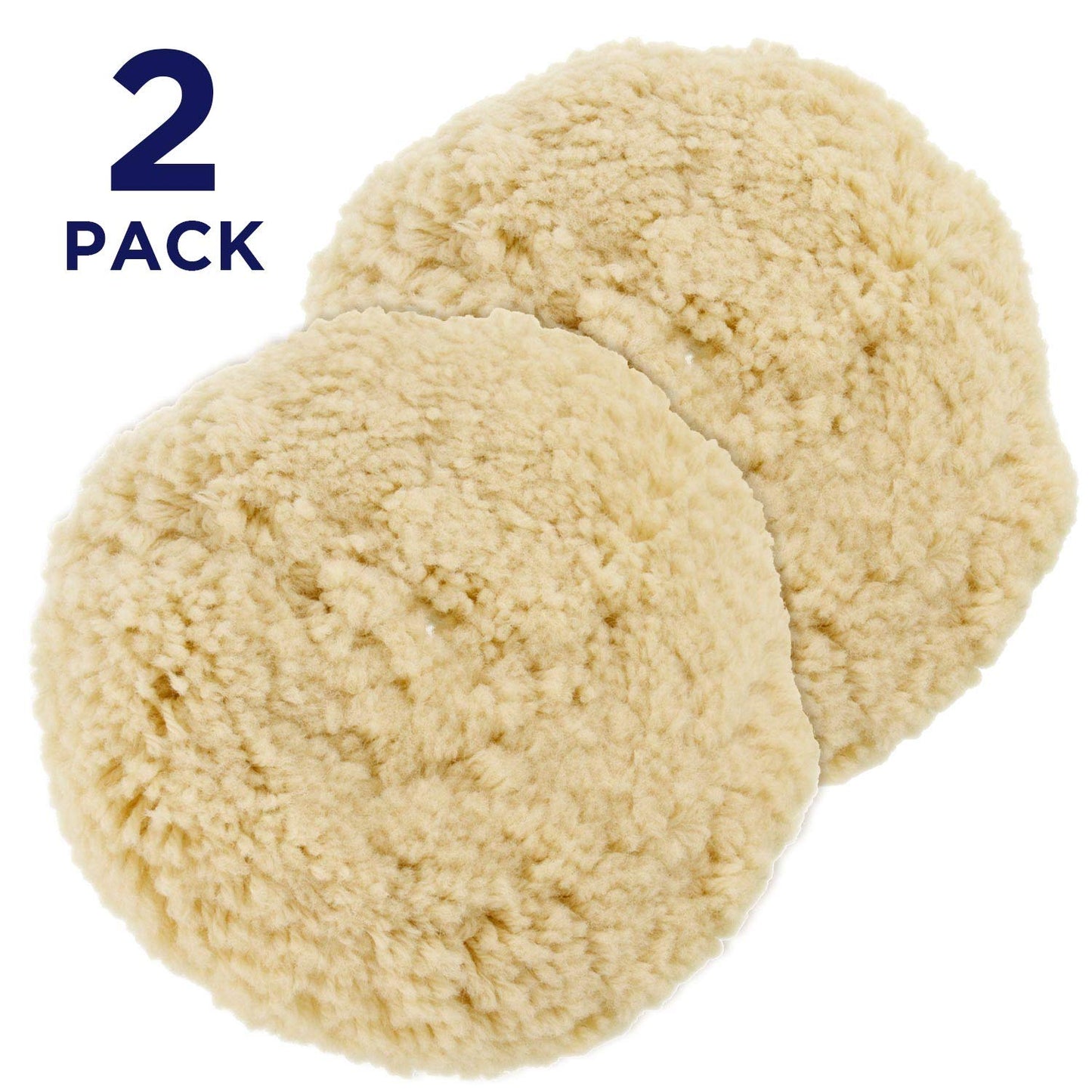2-Pack Wool Buffing Pads – High-Density Wool Polisher Bonnets｜Soft & Durable for Auto Waxing and Surface Polishing